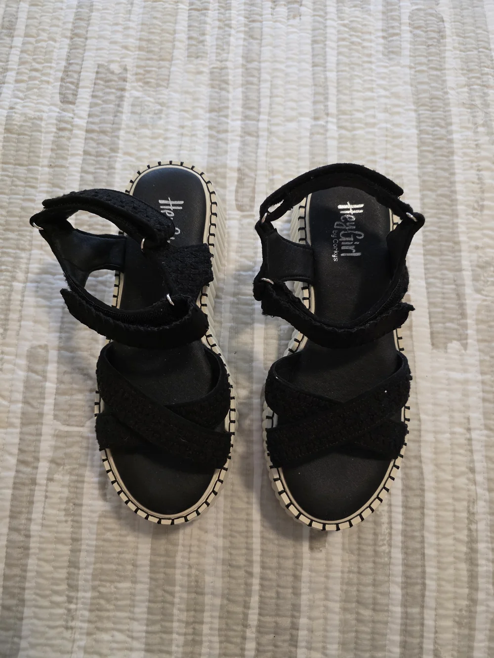 Corkys Black Strappy Velcro Sandals
